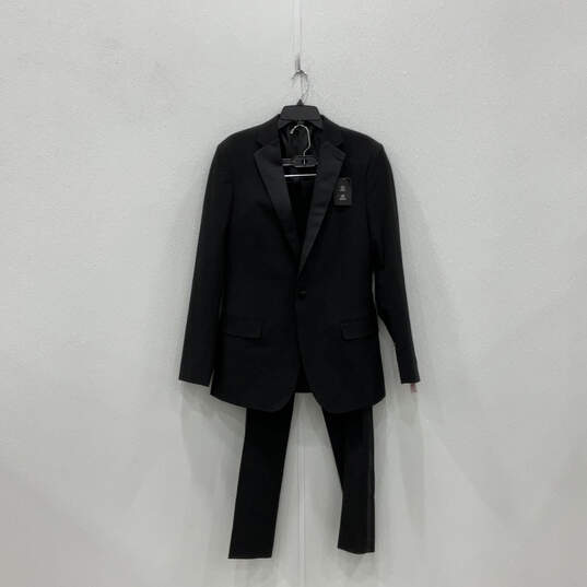 NWT Mens Black One Button Blazer And Pant Two Piece Suit Set Size 40 L image number 1