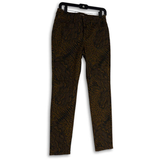 Womens Brown Animal Print Denim Pockets Stretch Skinny Leg Jeans Size 2R image number 1