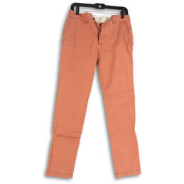 Mens Orange Flat Front Slash Pockets Skinny Leg Chino Pants Size 30X32