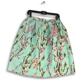 Alya Womens Blue Pink Floral Side Zip Pleated Mini Skirt Size Medium alternative image