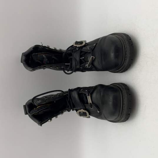 Harley Davidson Womens Black Leather Lace-Up Steel Toe Biker Boots Size 7.5 image number 3