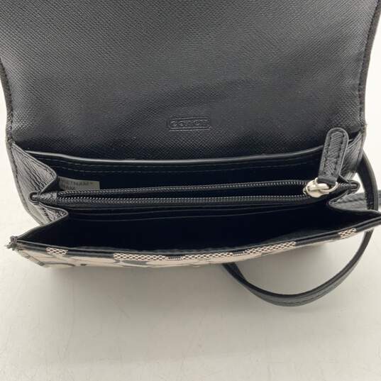 Coach Womens Black Tan Signature Print Inner Zipper Pocket Crossbody Bag image number 5