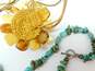 Boho Artisan Amber & Turquoise Pendant Necklaces & Coral Chunky Stretch Bracelet 182.6g image number 3