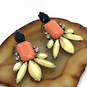 Designer J. Crew Black Peach Lemon Gold Crystals Stud Drop Earring image number 2