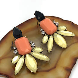 Designer J. Crew Black Peach Lemon Gold Crystals Stud Drop Earring alternative image