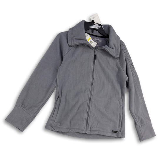 NWT Womens Gray Fleece Pockets Long Sleeve Full-Zip Jacket Size Medium image number 3