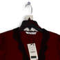 NWT Womens Black Red Front Tie Long Sleeve Blouse Top Size Large image number 3