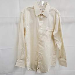 Pierre Balmain Men's Cream Cotton Blend Dress Shirt Size 16R