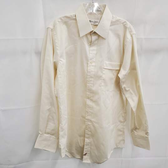 Pierre Balmain Men's Cream Cotton Blend Dress Shirt Size 16R image number 1