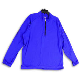 Womens Purple Long Sleeve Quarter Zip Activewear Pullover T-Shirt Size XL