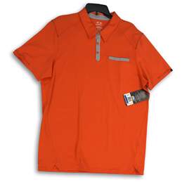 NWT Mens Orange Collared Short Sleeve Tailored Fit Golf Polo Shirt Size XL