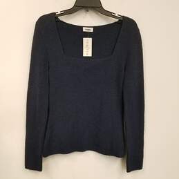 NWT Womens Navy Cotton Blend Ambru Knitted Square Neck Pullover Sweater Size M