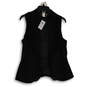 NWT Womens Black Ruffle Welt Pocket Sleeveless Open Front Vest Size 10 image number 1