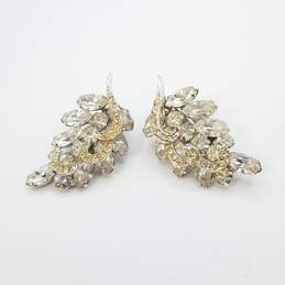 Weiss - Vintage Silver Tone Crystal Clip - On Statement Earrings 15.9g