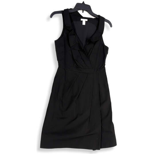 Womens Black Sleeveless Knee Length Ruffle Pullover A-Line Dress Size 2 image number 3