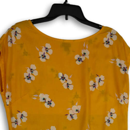 Womens Yellow Floral Sleeveless Round Neck Pullover Mini Dress Size Medium image number 4