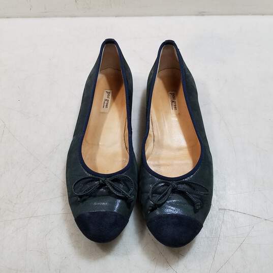 Buy the Paul Green Navy Blue Shimmer Cap Toe Suede Ballet Flats WM Size ...