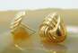 Fancy 14k Yellow Gold Knot Triangle Dome Stud Earrings 2.0g image number 2
