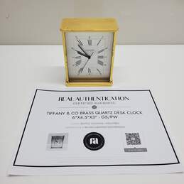 Authenticated Tiffany & Co Brass Quartz Desk Clock Untested