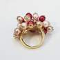 Kate Spade Gold Tone Multi Color Faux Pearl Cluster Sz 12.8g image number 4