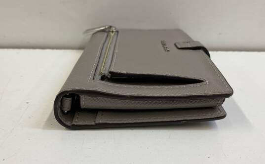 Michael Kors Gray Leather Bifold Zip Envelope Card Organizer Wallet image number 4