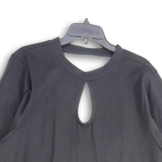NWT Womens Black Keyhole Back Crew Neck Pullover Tunic Blouse Top Size S image number 3