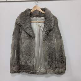 Elam Women's Brown/Gray Rabbit Fur Coat RN53823 Size M