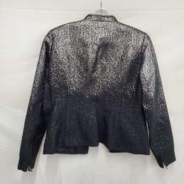 Jones New York Signature Petite Black & Silver Fade Full Zip Jacket Size 8P alternative image