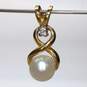 10K Yellow Gold Diamond Accent Pearl Pendant - 1.4g image number 2