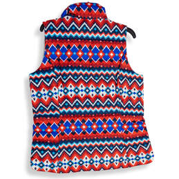 NWT Womens Blue Red Fair Isle Mock Neck Full-Zip Puffer Vest Size M 10-12 alternative image