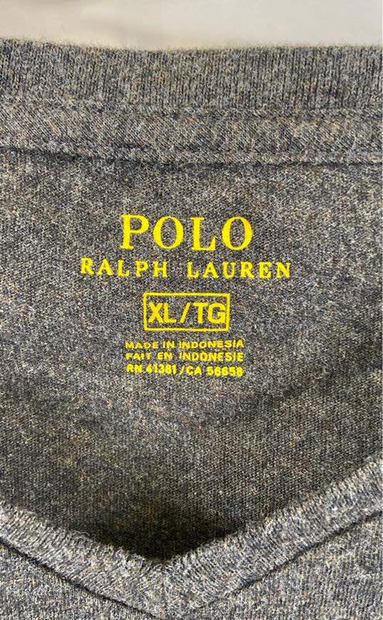 Polo Ralph Lauren Men Gray V Neck Long Sleeve Shirt XL image number 3