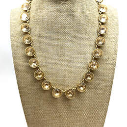 Designer Stella & Dot Gold-Tone Crystal Cut Stone Statement Necklace