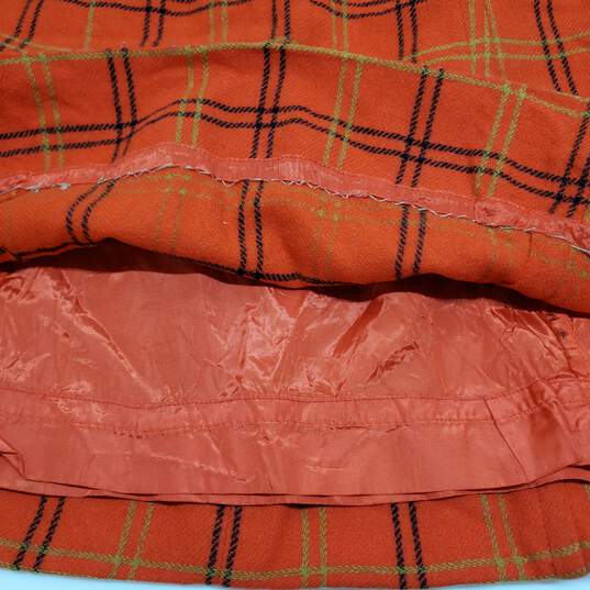 Vintage Young Pendleton Orange Plaid Wool Midi Skirt 11-12 image number 6