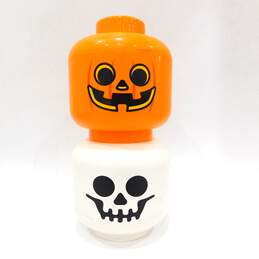 Large Lego Skeleton & Jack-O-Lantern Pumpkin Storage Head Stackable Containers