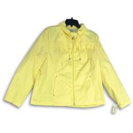 NWT Studio Works Womens Yellow Long Sleeve Full Zip Windbreaker Jacket Size PXL