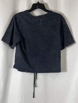 NWT AllSaints Womens Black Cotton Gigi Acid Washed Ruched Cropped Tee Size 10 alternative image