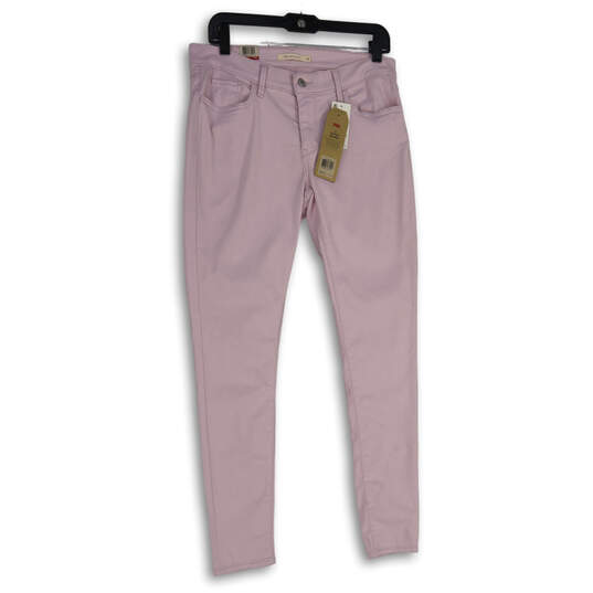 NWT Womens Pink Mid Rise Slim Fit 710 Super Skinny Leg Jeans Sz 12M W31 L30 image number 1
