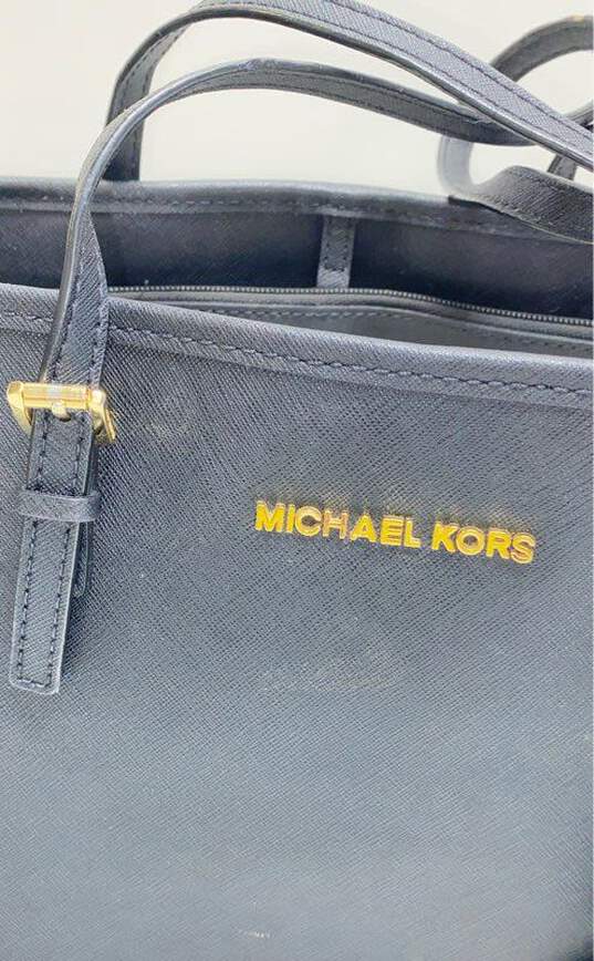 Michael Kors Saffiano Leather Jet Set Travel Tote Black image number 6