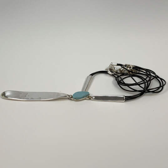 Designer Robert Lee Morris Silver-Tone Blue Lobster Clasp Pendant Necklace image number 2