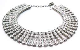 VTG Silvertone Icy Rhinestones Collar Necklace Drop Earrings & Curved Brooch alternative image