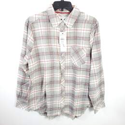 Foxcroft NYC Women Ivory Plaid Button Up Shirt Sz 10 NWT