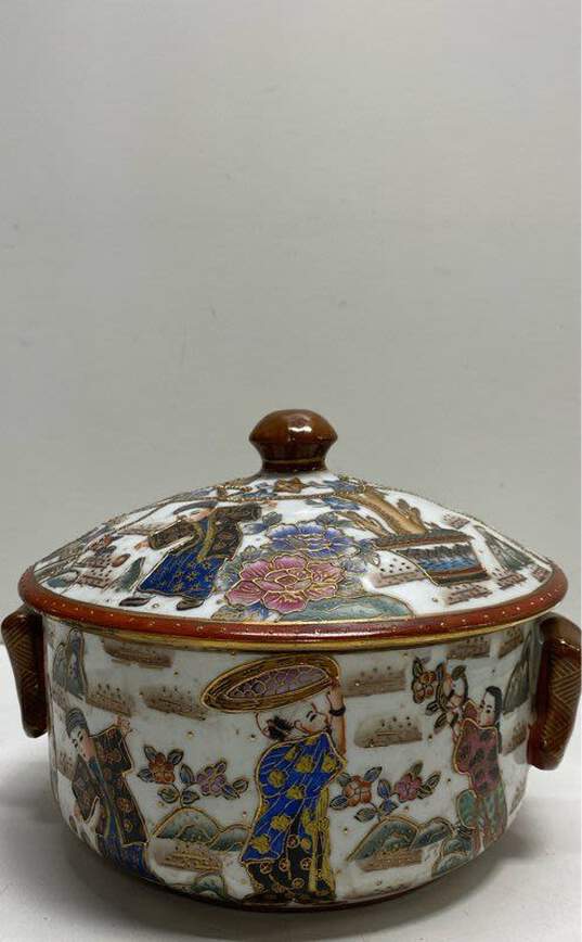 Oriental Lidded Tureen Hand Painted Porcelain Decorative Table Top Tureen image number 5