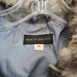 Vintage Angora Rabbit Fur Suede Leather Belted Womens Jacket Sz M alternative image