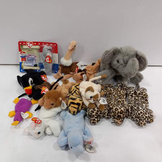 15pc Bundle of Assorted Beanie Babies Stuffed Animals image number 1