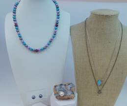 Artisan Sterling Silver Pearl Crystal Enamel Jewelry 53.5g