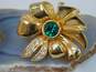 Vintage Swarovski S.A.L. Gold Tone Green & Clear Crystal Bow Clip Earrings 15.7g image number 2