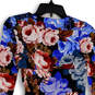 NWT Womens Blue Red Floral Round Neck Long Sleeve Bodycon Dress Size XS image number 4