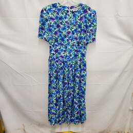 VTG Jessica Howard WM's Blue Floral Cotton Linen Blend Maxi Dress Size16 alternative image