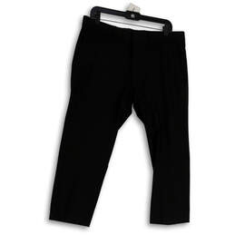 Mens Black Flat Front Slash Pocket Straight Leg Formal Dress Pants Sz 34/29