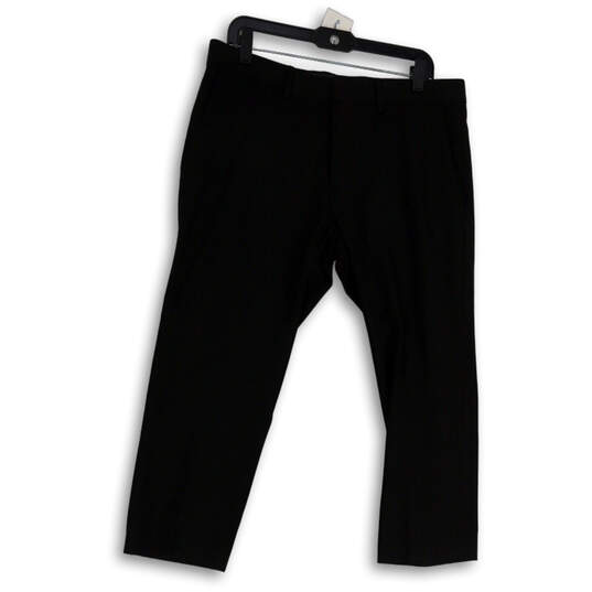 Mens Black Flat Front Slash Pocket Straight Leg Formal Dress Pants Sz 34/29 image number 1